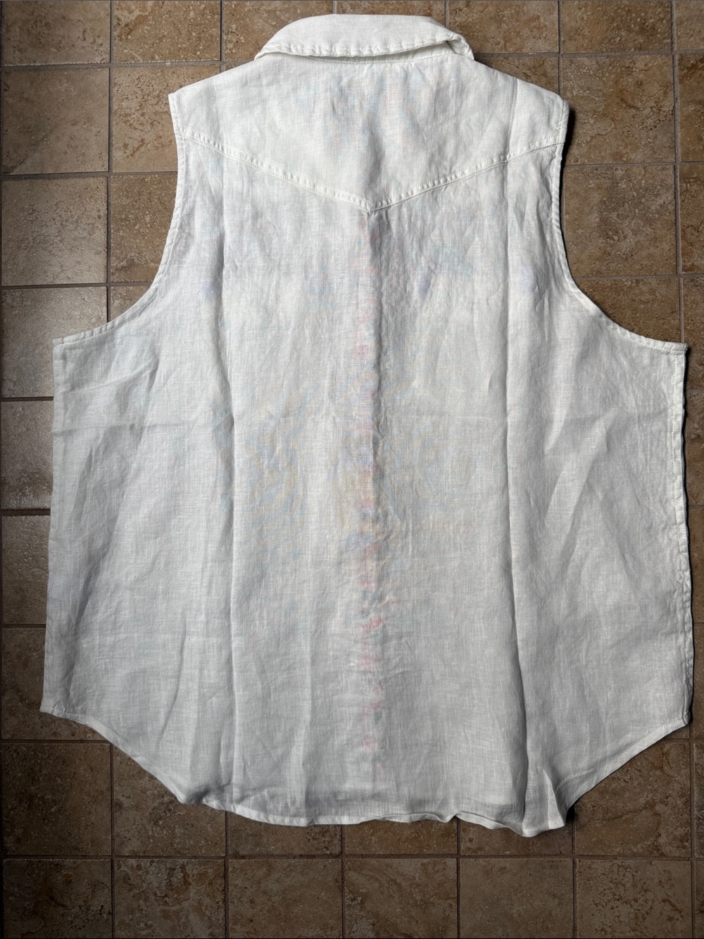 Sundance Pure White Linen Willow Sleeveless Top Pearl Snap Front XL Button-down - Picture 6 of 15